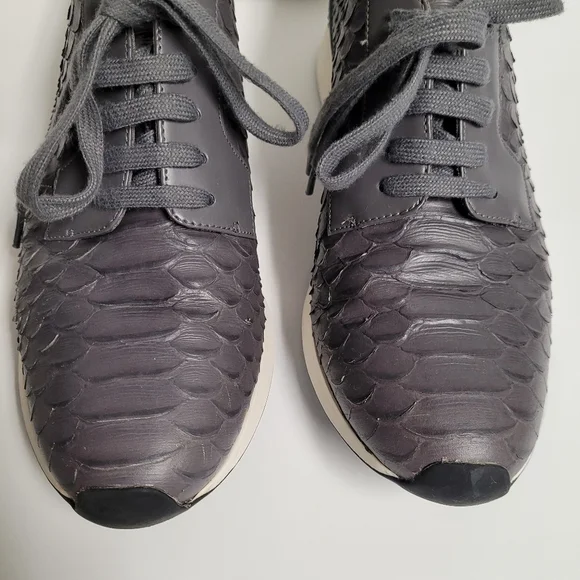 Vince Raynor Grey Python-print Leather Trainer Ceramic Lace Up Sneakers‎ - Picture 10 of 10